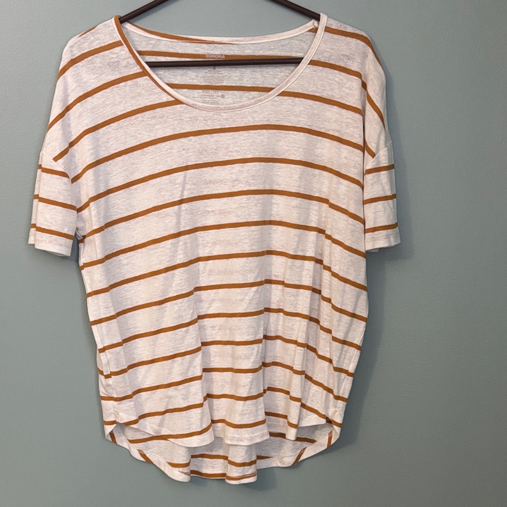 Striped Women's Top - White and Brown